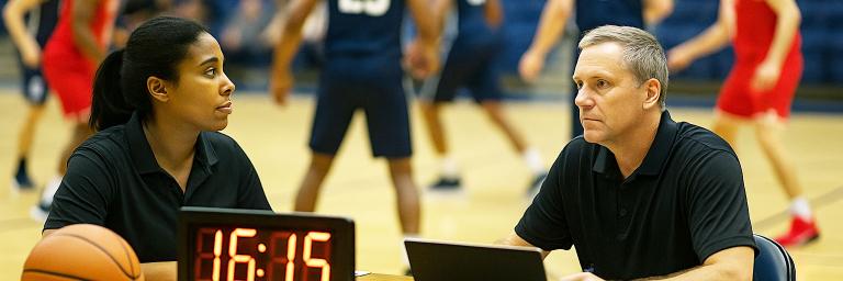 Les officiels et la table de marque